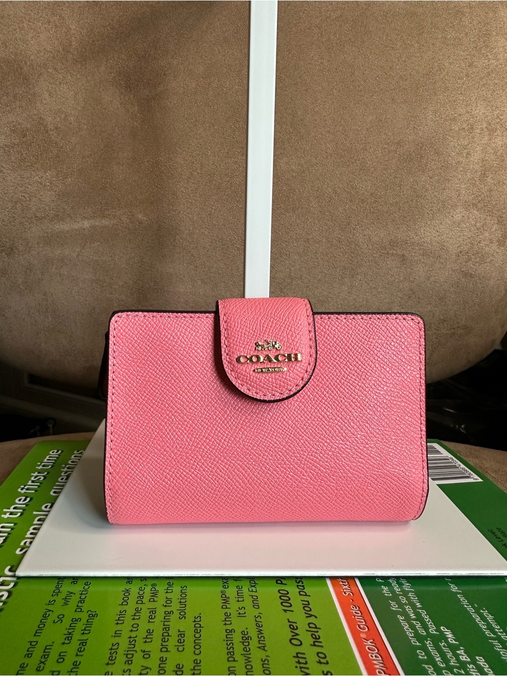 #47. Coach Pink Saffiano Leather Medium Snap Wallet #B2230-6390 Excellent Cond